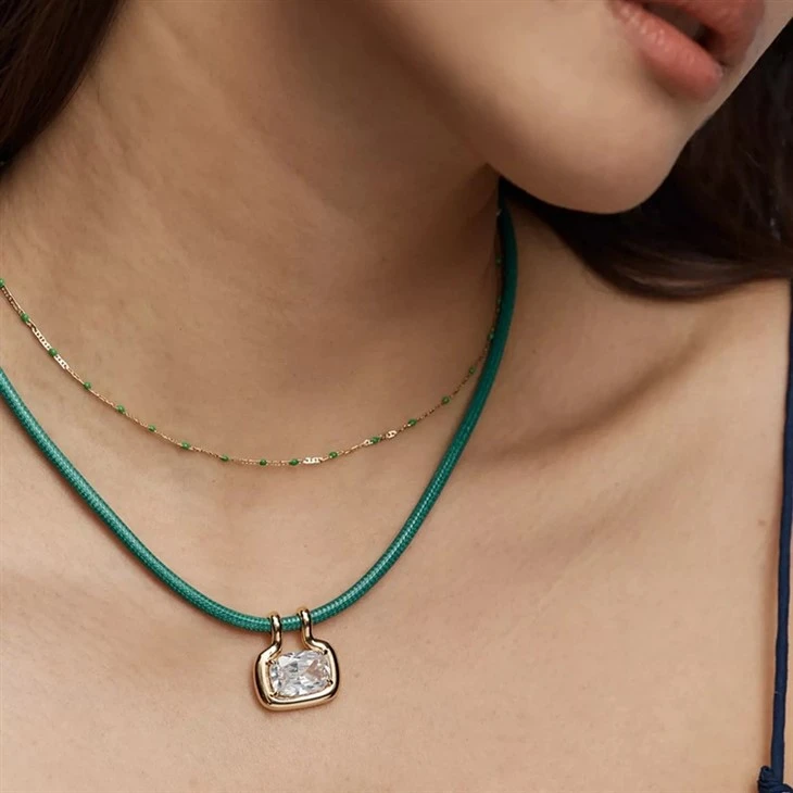 Square Stone Braided Rope Choker Necklace suppliers