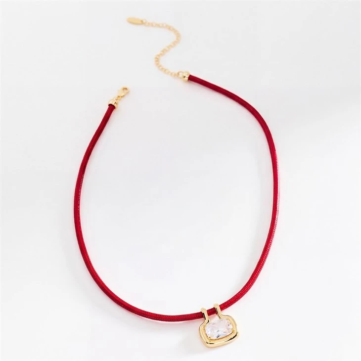 Square Stone Braided Rope Choker Necklace suppliers