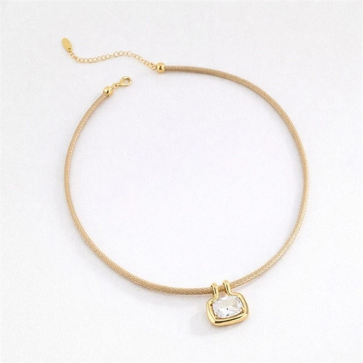 Square Stone Braided Rope Choker Necklace manufacturers