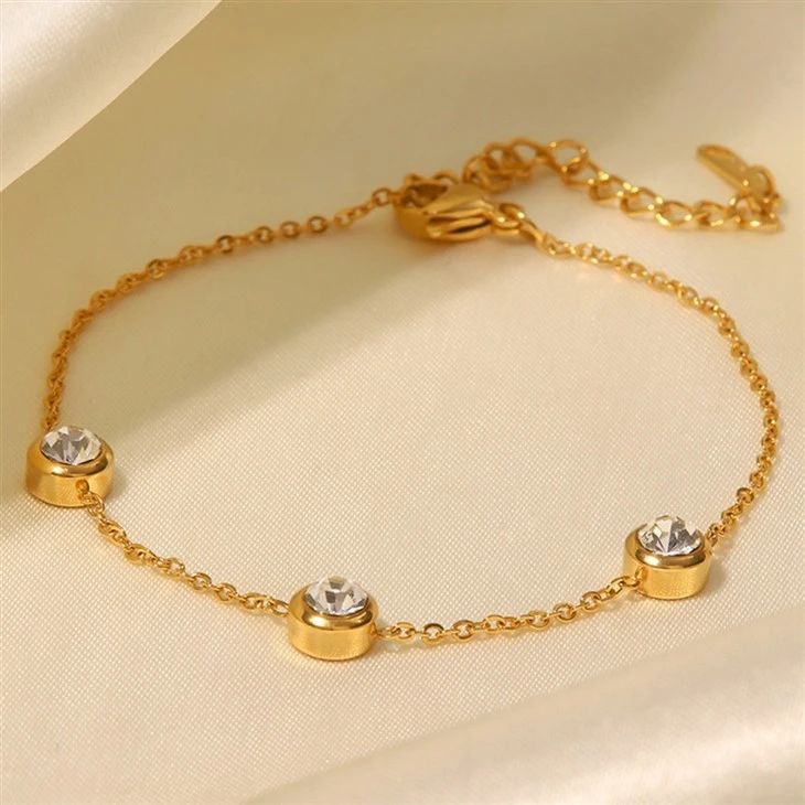 White Zircon Bracelet Gold Plated